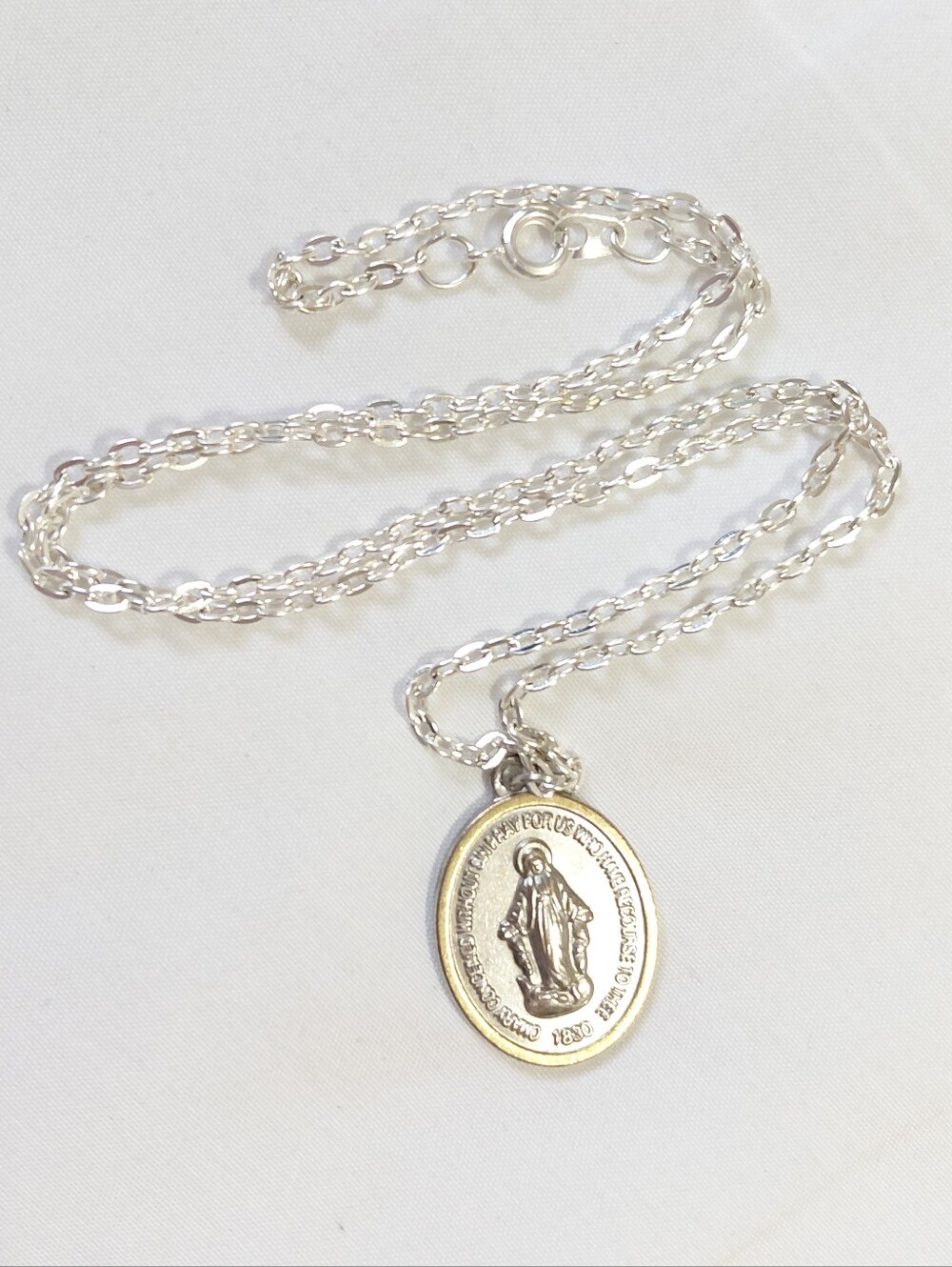 Silver Gold Mary Miraculous Medal Necklace